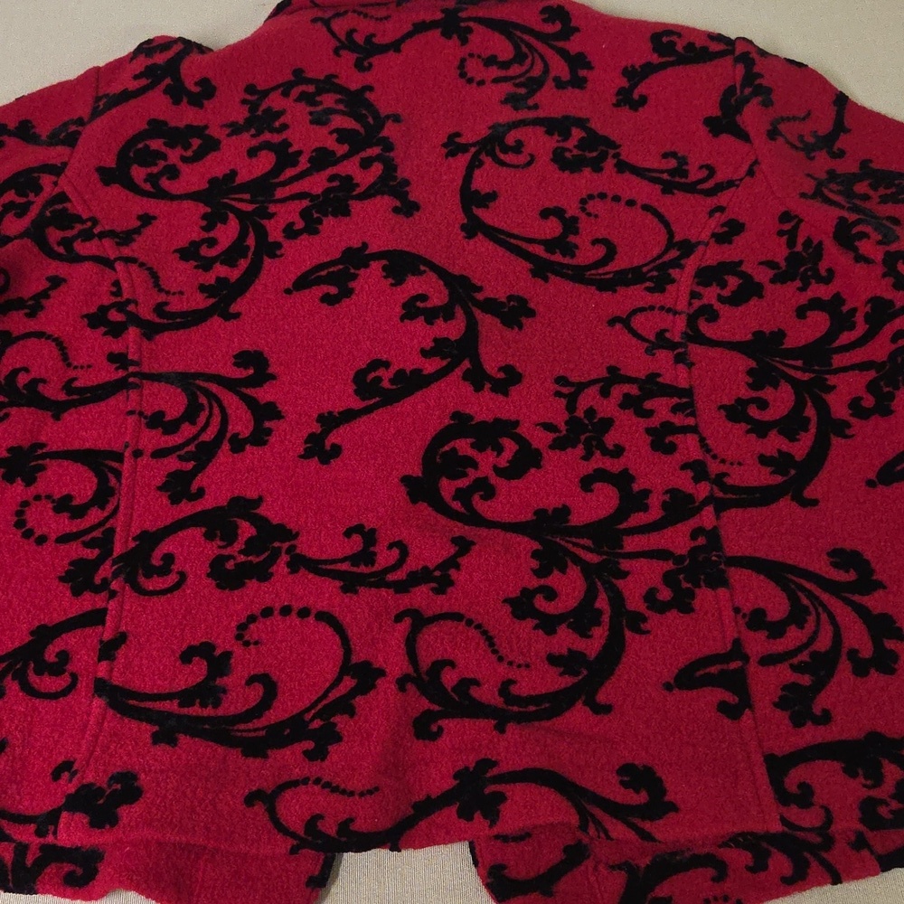 Coldwater Creek Red Jacket with Black Accents 100% Boiked Wool - Picture 6 of 6